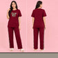 Maroon Colour Night Suit Free Size