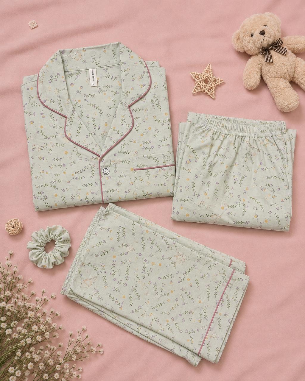 3 Piece Light Green Night Suite