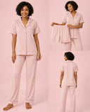 Plane 3 Piece Baby Pink Night Suit