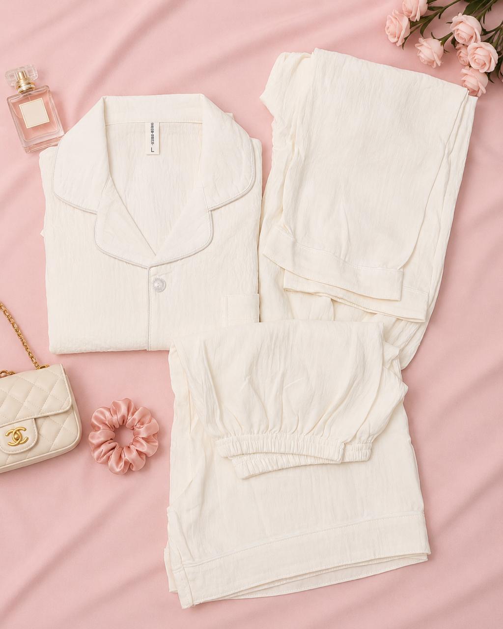 Off White 3 Piece Night Suite